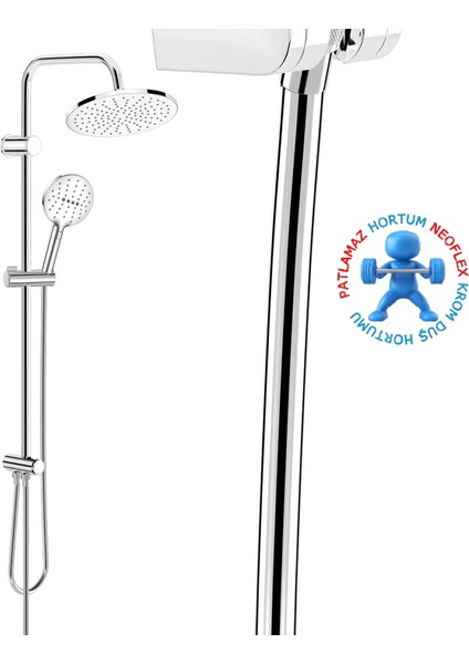 | Valtemo Mega Boy, Full Krom, Pvc, Patlamaz Hortumlu Duş Seti indirimleri
