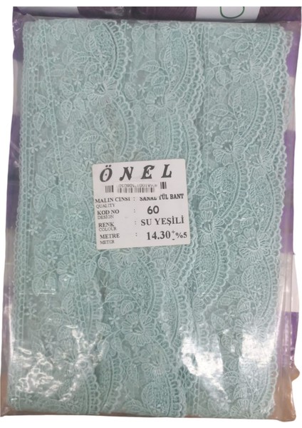 dantel polyester sanal tül bant su yeşili 14,30 metre en 6 cm on-60-sy
