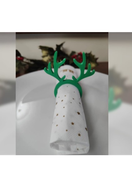 3D Baskı Geyik Boynuzu Peçete Halkası Yılbaşı Sofra Dekoru