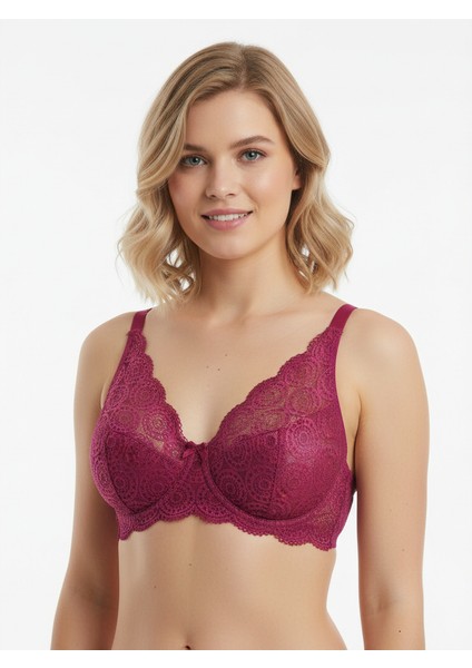 Kadın Dantelli Toparlayacı Bordo Renk Sütyen BB2026