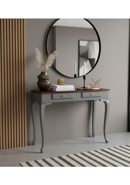 120 cm Masif Çekmeceli Lükens Gri Ceviz Dresuar