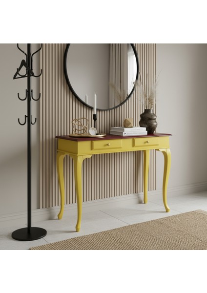 120 cm Masif Çekmeceli Lükens Sarı Ceviz Dresuar