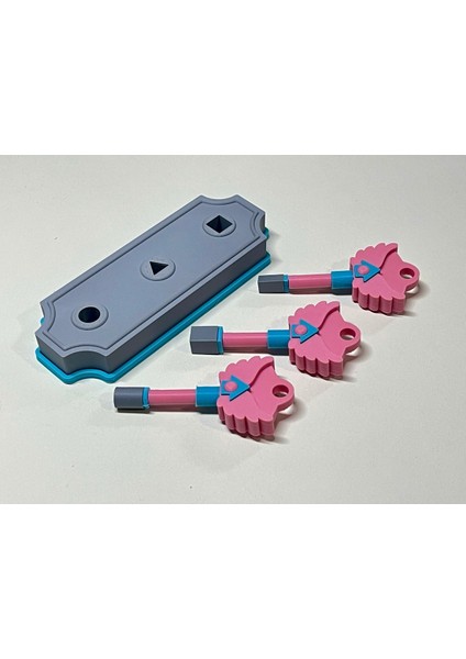 Squid Game Ilhamlı – 3 Anahtar ve Kilit Tasarımı | Özgün 3D Anahtarlık modelleri