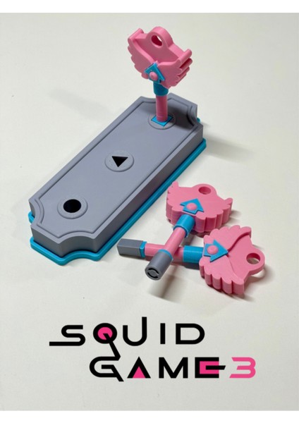 Squid Game Ilhamlı – 3 Anahtar ve Kilit Tasarımı | Özgün 3D Anahtarlık fırsatları