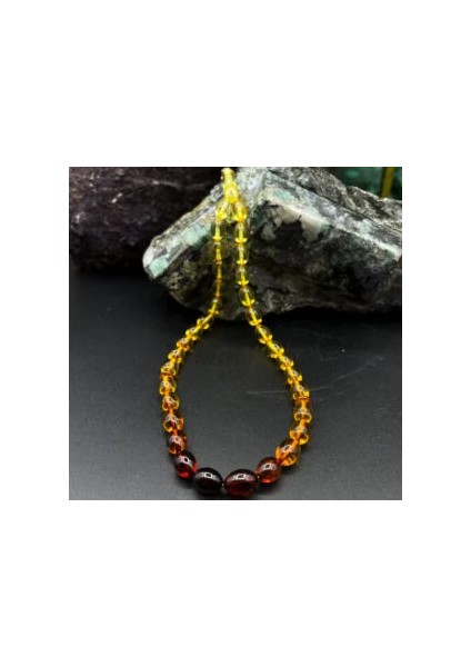 Ay Yıldız Püsküllü Süzme Renk Geçişli Kehribar Tesbih 15.07 gr