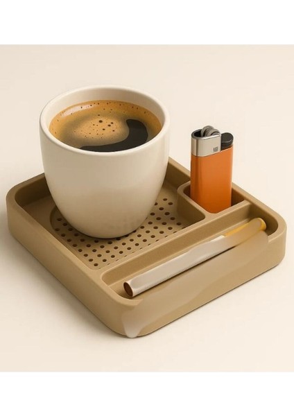 Kahve Servis Sunum Tepsisi 3'ü Bir Arada 13X11CM Sunum Organizer Kulpsuz