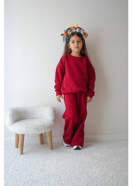 3-10 Yaş Kız Çocuk 3 Iplik Şardonlu Inci Detaylı Kışlık Eşofman Takımı fiyatları