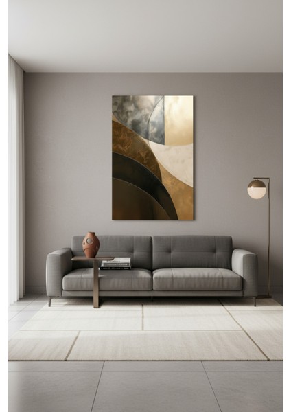 Modern Soyut Altın Kahve Tonları Kanvas Tablo | Lüks Duvar Dekoru