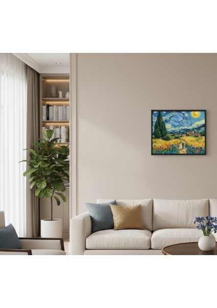 Van Gogh Tarzı Çerçeveli Tablo - Yağlı Boya Efektli Manzara Tablo,sanat Eseri Reprodüksiyon Tablo fiyatları