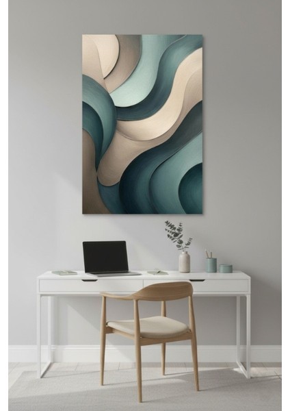 Minimalist Soyut Dalgalı Çizgiler Baskılı Kanvas Tablo