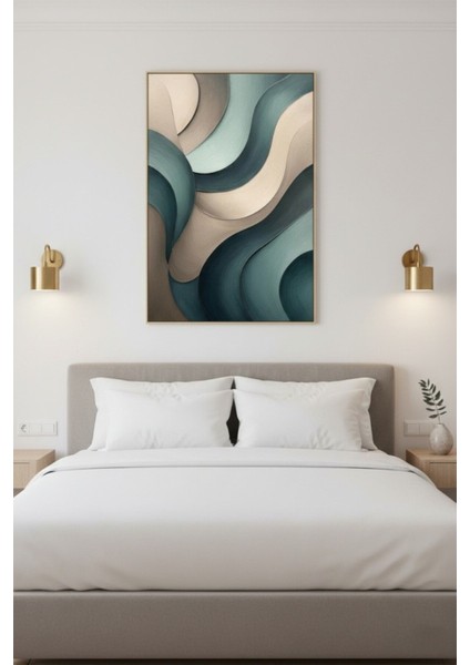 Minimalist Soyut Dalgalı Çizgiler Baskılı Kanvas Tablo modelleri