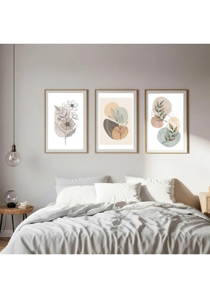 3lü Bohem Tablo Seti , Çerçeveli Boho Çiçek Tablo Seti Üçlü,minimalist Tablo Seti fiyatları