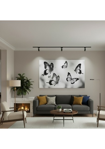 Siyah Beyaz Kelebekler Kanvas Tablo, Modern Kelebek Figürlü Kanvas Tablo fiyatları