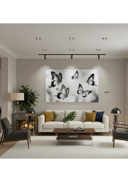 Siyah Beyaz Kelebekler Kanvas Tablo, Modern Kelebek Figürlü Kanvas Tablo modelleri