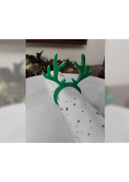 3D Baskı Geyik Boynuzu Peçete Halkası Yılbaşı Sofra Dekoru modelleri