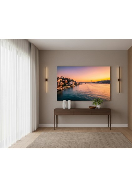 Istanbul Boğazı Kanvas Tablo,gün Batımı Köprü Manzarası,istanbul Deniz Manzarası,turuncu/mavi Tablo modelleri