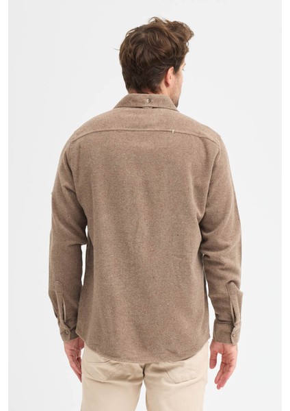 Erkek Rahat Kesim Spor Yaka Oduncu Flanel Çift Cep Kapaklı Kışlık Gömlek fırsatları