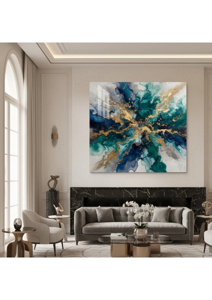 Mermer Efektli Kanvas Tablo, Altın Detaylı Tablo, Modern Soyut Lüks Salon Tablo