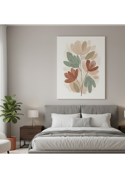 Boho Soyut Çiçekler Kanvas Tablo, Modern Bej Yeşil Pembe Soyut Çiçek Kanvas Tablo fiyatları