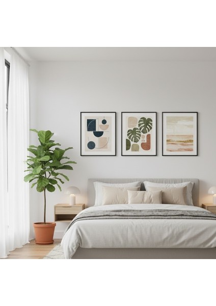 Iskandinav Tarzı 3'lü Çerçeveli Tablo Seti, Minimalist Oturma Odası Için 3 Parça Soyut Tablo Seti fiyatları