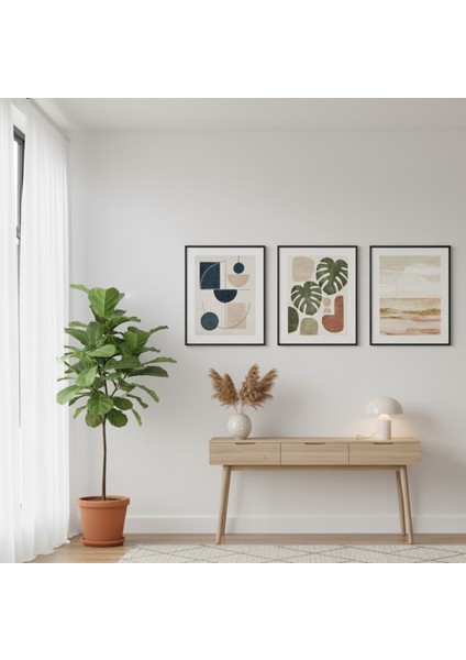 Iskandinav Tarzı 3'lü Çerçeveli Tablo Seti, Minimalist Oturma Odası Için 3 Parça Soyut Tablo Seti modelleri