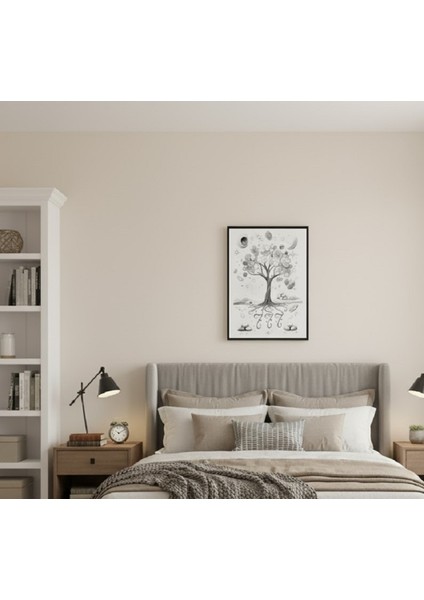 Siyah Beyaz Manifest Tablosu | Para Ağacı ve 777 Sembolü ile Bolluk Bereket Çerçeveli Tablo modelleri