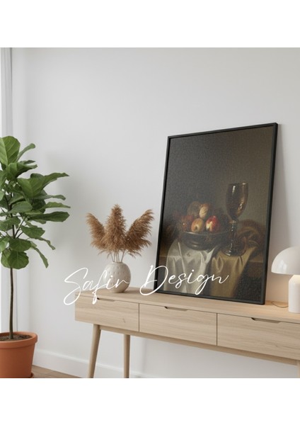 Rönesans Tarzı Koyu Tonlarda Natürmort Çerçeveli Tablo