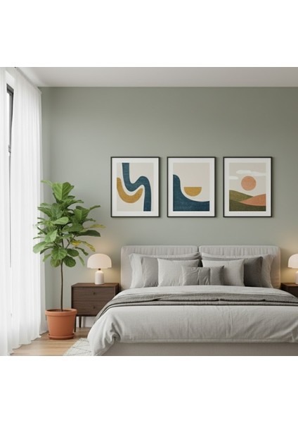 Modern Soyut Dalgalar ve Gün Batımı 3'lü Çerçeveli Tablo Seti,minimalist Salon Duvar Dekoru fiyatları