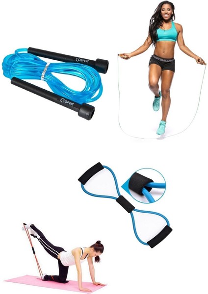 2'li Set Uzunluğu Ayarlanabilir Atlama Ipi Kas Germe Güçlendirme Direnç Lastiği