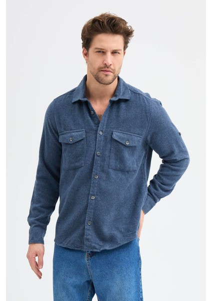Erkek Rahat Kesim Spor Yaka Oduncu Flanel Çift Cep Kapaklı Kışlık Gömlek fiyatları