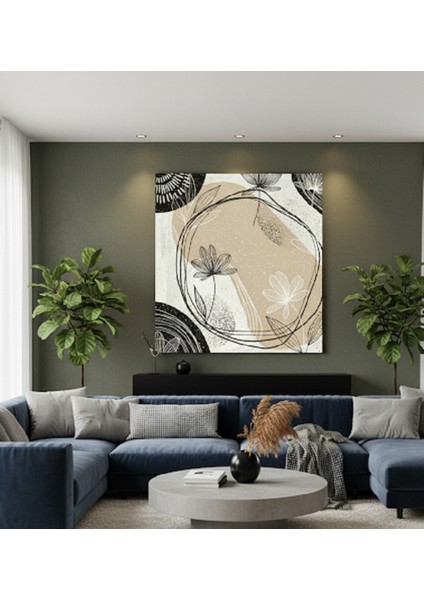 Modern Çiçekli Soyut Kanvas Tablo | Çiçek Motifli Minimalist Duvar Dekoru Modern ve Dekoratif Tablo