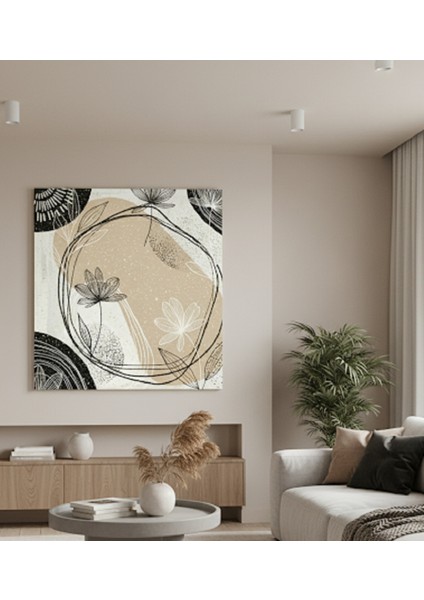Modern Çiçekli Soyut Kanvas Tablo | Çiçek Motifli Minimalist Duvar Dekoru Modern ve Dekoratif Tablo fiyatları