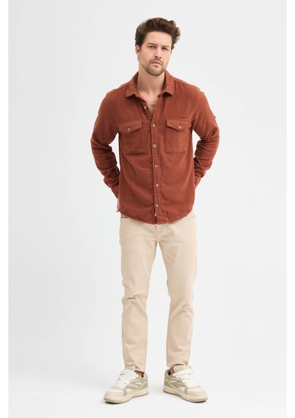 Erkek Rahat Kesim Spor Yaka Oduncu Flanel Çift Cep Kapaklı Kışlık Gömlek fiyatları
