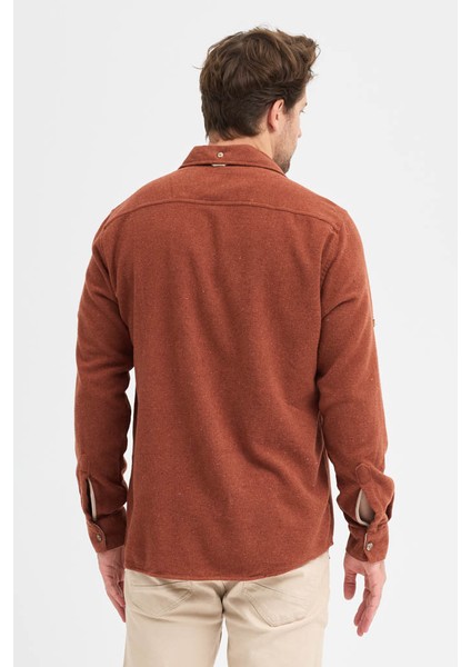 Erkek Rahat Kesim Spor Yaka Oduncu Flanel Çift Cep Kapaklı Kışlık Gömlek modelleri