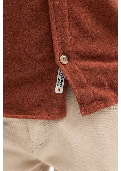 Erkek Rahat Kesim Spor Yaka Oduncu Flanel Çift Cep Kapaklı Kışlık Gömlek