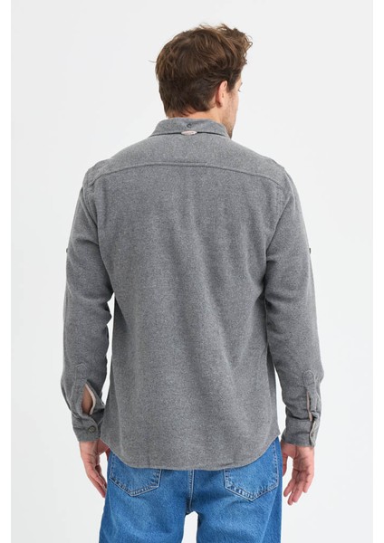 Erkek Rahat Kesim Spor Yaka Oduncu Flanel Çift Cep Kapaklı Kışlık Gömlek fırsatları