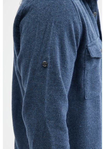 Erkek Rahat Kesim Spor Yaka Oduncu Flanel Çift Cep Kapaklı Kışlık Gömlek