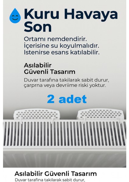 2 Adet - Petek Arkası Suluğu- Kalorifer Suluk Nemlendirici | Dökülme Karşıtı Güvenli Tasarım fiyatları