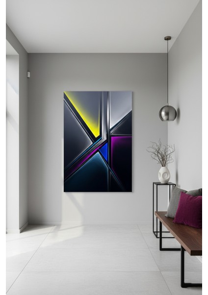 Modern Soyut Geometrik Kanvas Tablo | Siyah, Sarı ve Mor Tonları fiyatları