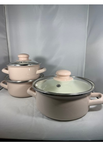 Mini Tencere Seti Emaye 6 Parça Saklama Kabı Seti