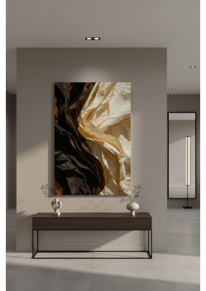 Siyah ve Bej Soyut Doku Kanvas Tablo | Modern Duvar Dekoru fiyatları