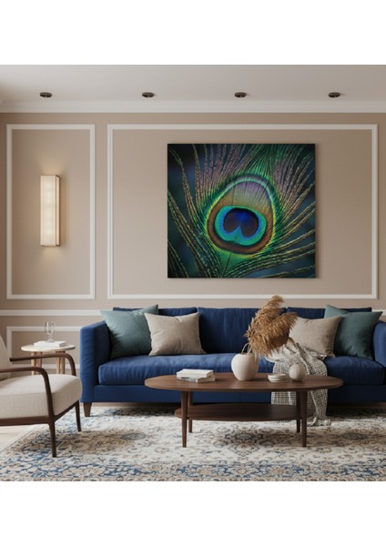 Modern Sanat Tüy Detaylı Tablo | Canlı Renkler ve Desenler Tablo,tavus Kuşu Gözü Kanvas Tablo
