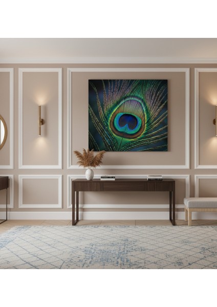 Modern Sanat Tüy Detaylı Tablo | Canlı Renkler ve Desenler Tablo,tavus Kuşu Gözü Kanvas Tablo modelleri