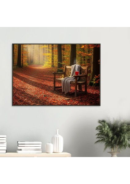 Sonbahar Ormanı Tablosu, Doğa Temalı Modern Çerçeveli Tablo,sonbahar Manzarası Tablo