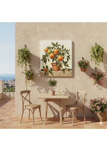 Saksıda Portakal Ağacı Kanvas Tablo | Mutfak ve Yemek Odası Için Botanik Duvar Dekoru | Canlı Tablo fiyatları