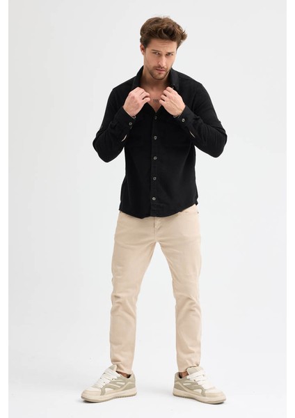 Erkek Rahat Kesim Spor Yaka Oduncu Flanel Çift Cep Kapaklı Kışlık Gömlek fırsatları