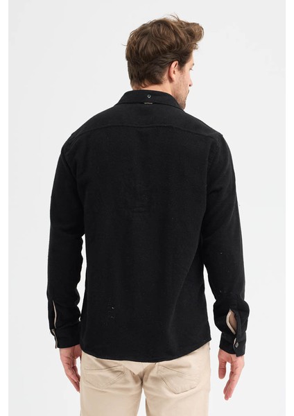 Erkek Rahat Kesim Spor Yaka Oduncu Flanel Çift Cep Kapaklı Kışlık Gömlek indirimleri