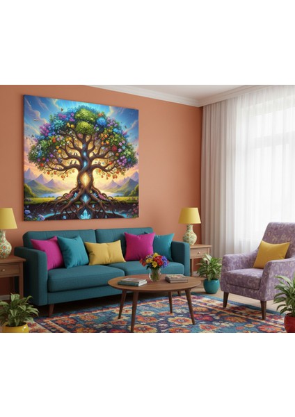 Modern Kanvas Tablo Hayat Ağacı, Salon & Ofis &yoga Alanı Dekoru,canlı Renkler Kanvas Tablo modelleri