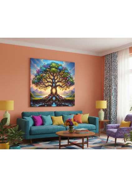 Modern Kanvas Tablo Hayat Ağacı, Salon & Ofis &yoga Alanı Dekoru,canlı Renkler Kanvas Tablo fırsatları