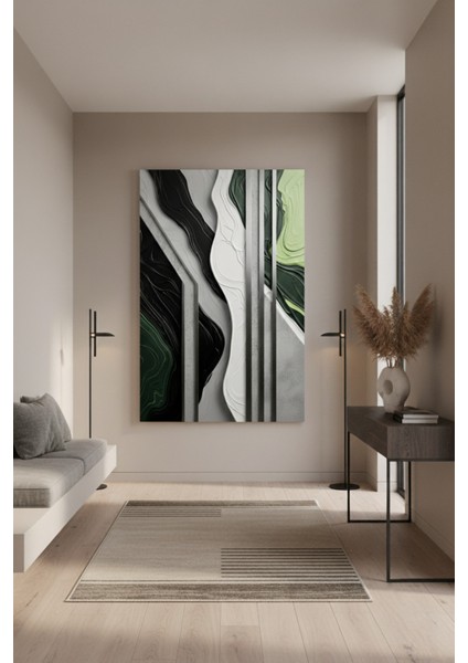 Yeşil ve Siyah Soyut Sanat Desenli Modern Kanvas Tablo fiyatları